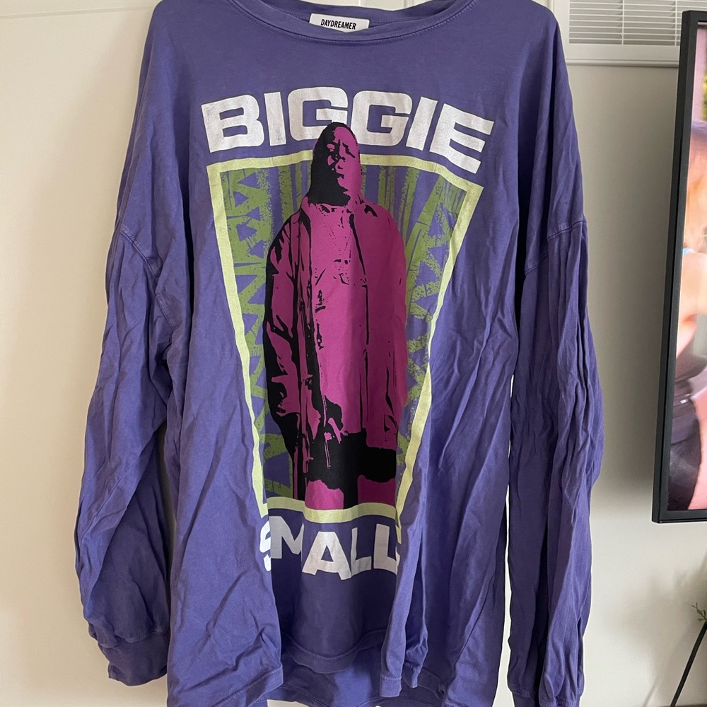 Purple Biggie Smalls Graphic Long Sleeve Shirt